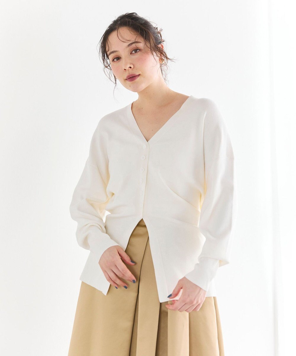 #Newans 【洗える】ファインボタンＶネックカーディガン 