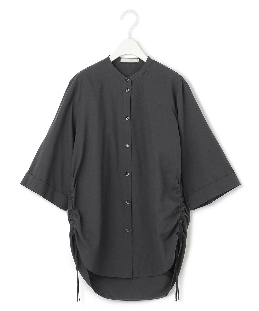 ICB 【洗える】コットンモダールローン バンドカラーシャツ 