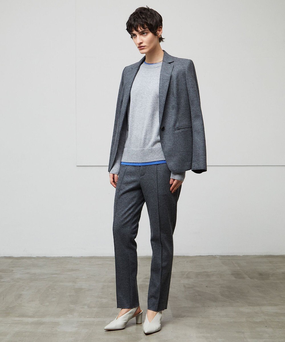 BEIGE， 【洗える】POMPE / ウールカシミヤ配色リブクルーネック 