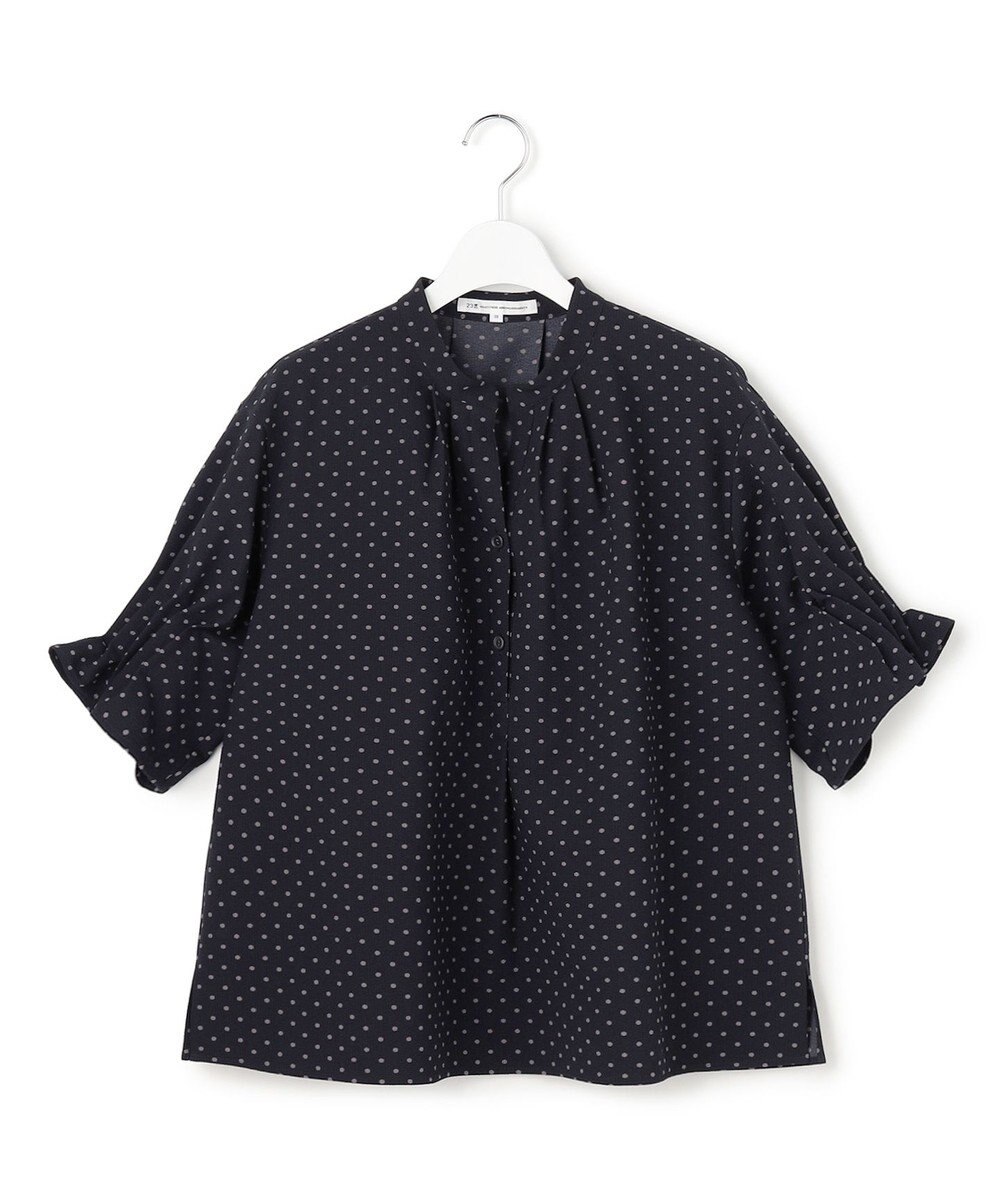 23区 L 【好評につき追加予約/WEB&一部店舗限定/洗える】ドットプリント サッカー ブラウス 