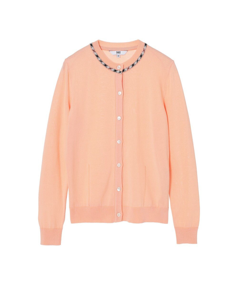 DAKS 綿ポリエステル ハウスチェックジャカード カーディガン 
