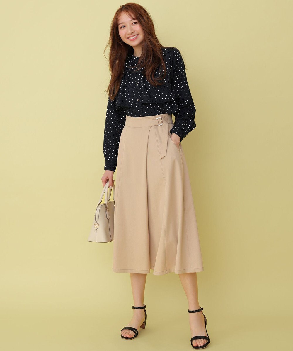 ANY SIS シャンブレーベルテッド スカート 