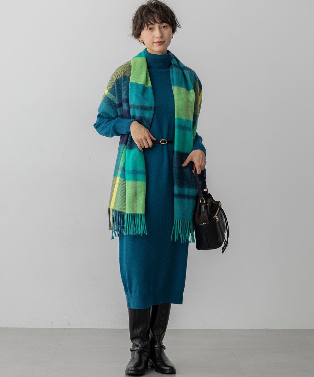 23区 S 【洗える】カシミヤブレンド タートルネック ニットワンピース 