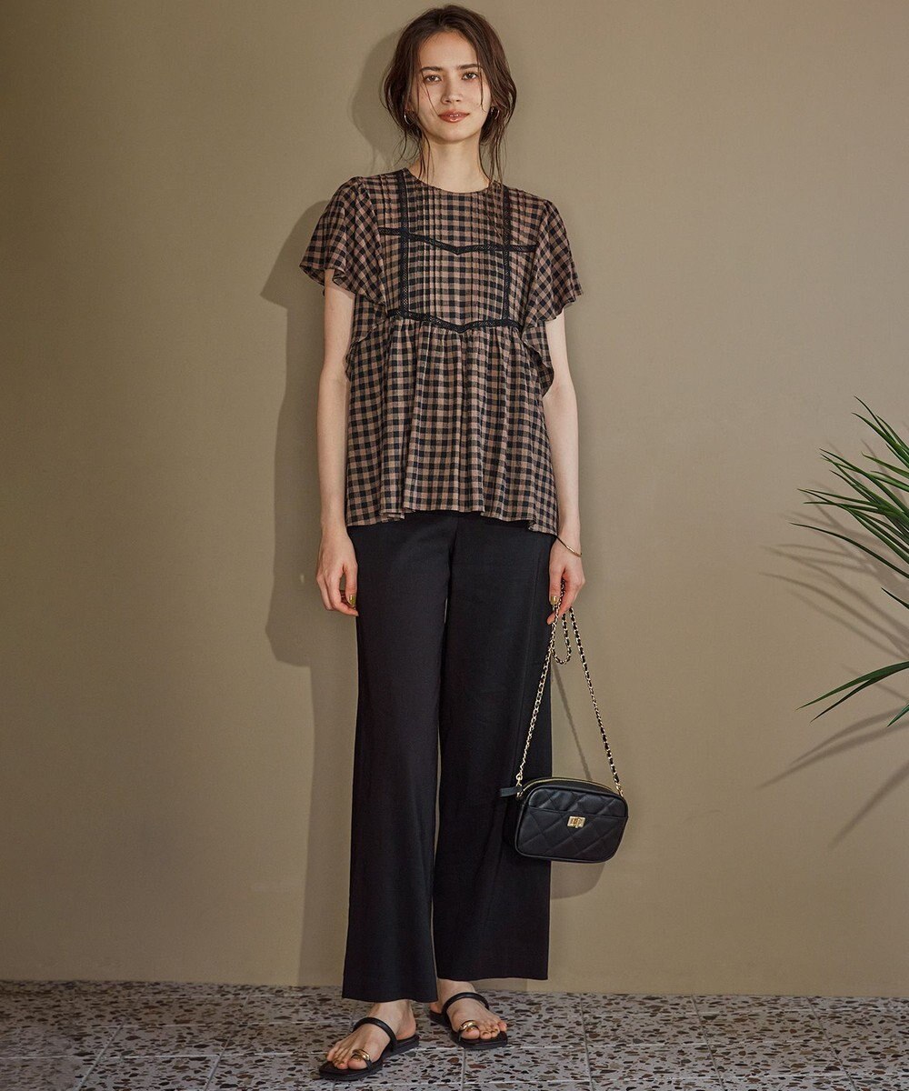 23区 【SLOW/一部店舗限定】ブライトリネン デザイン ブラウス 