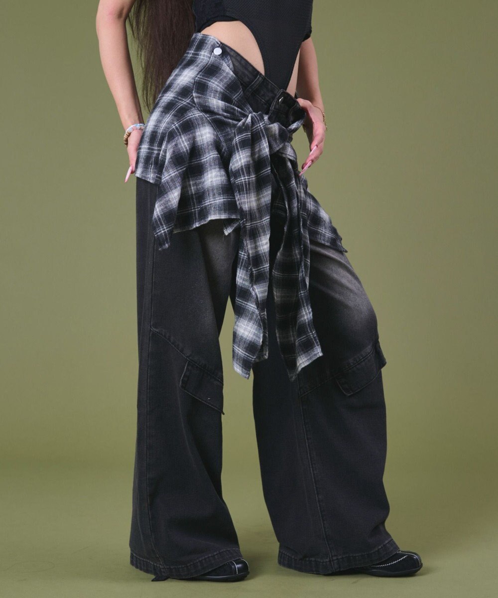 WEGO フェイクシャツスリーブデニム 