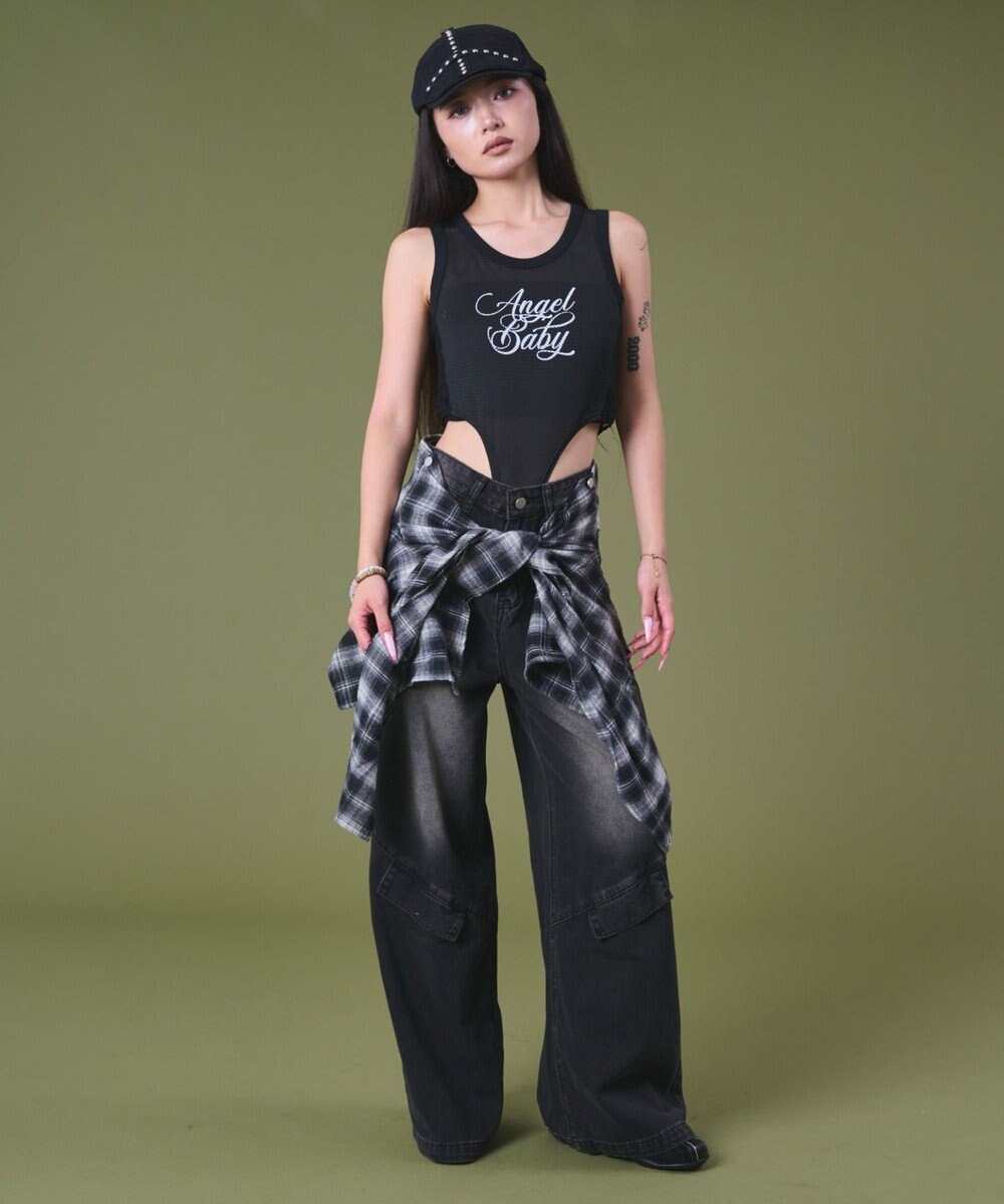 WEGO フェイクシャツスリーブデニム 