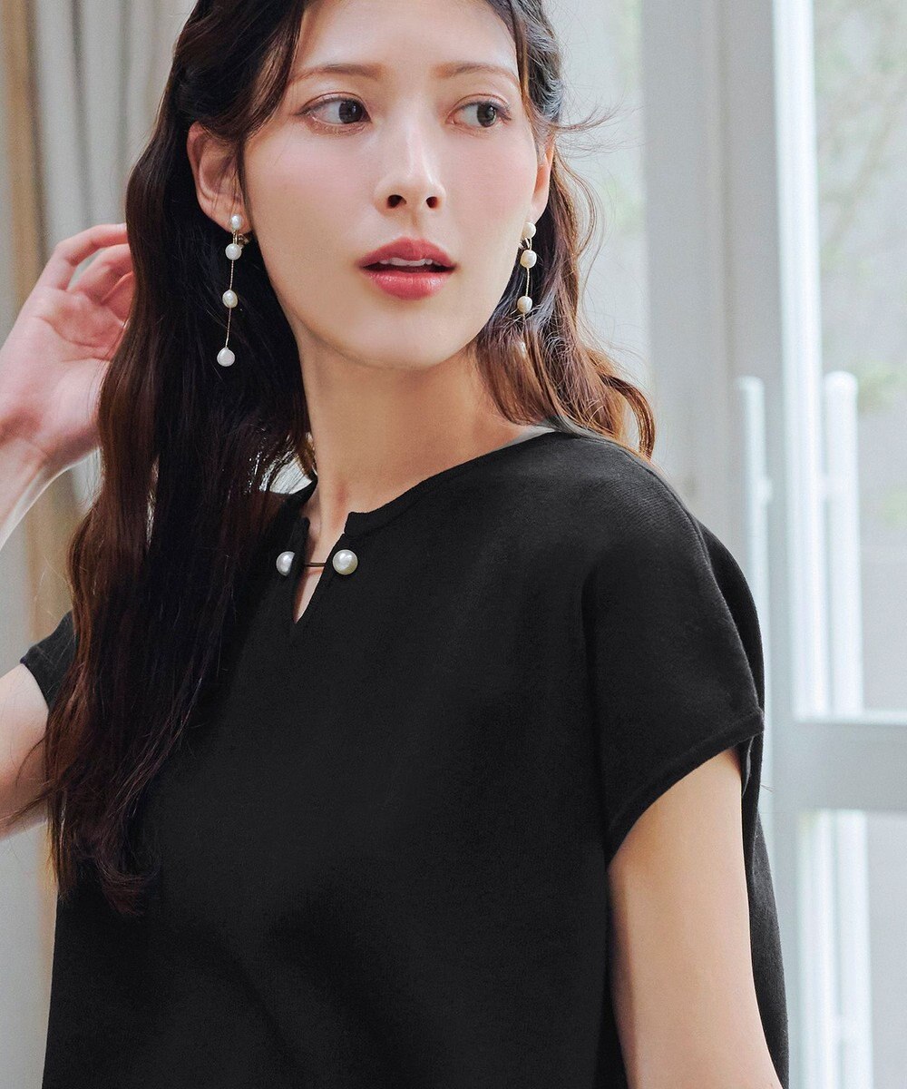 Tiaclasse 【小倉優子さん着用・洗える】フレンチスリーブニットトップス 