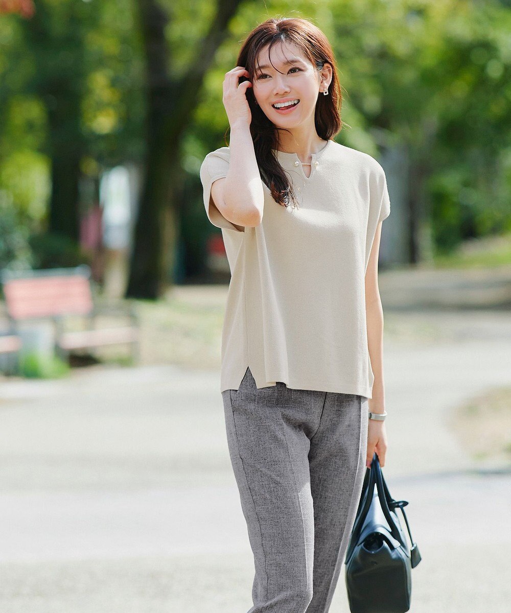 Tiaclasse 【小倉優子さん着用・洗える】フレンチスリーブニットトップス 