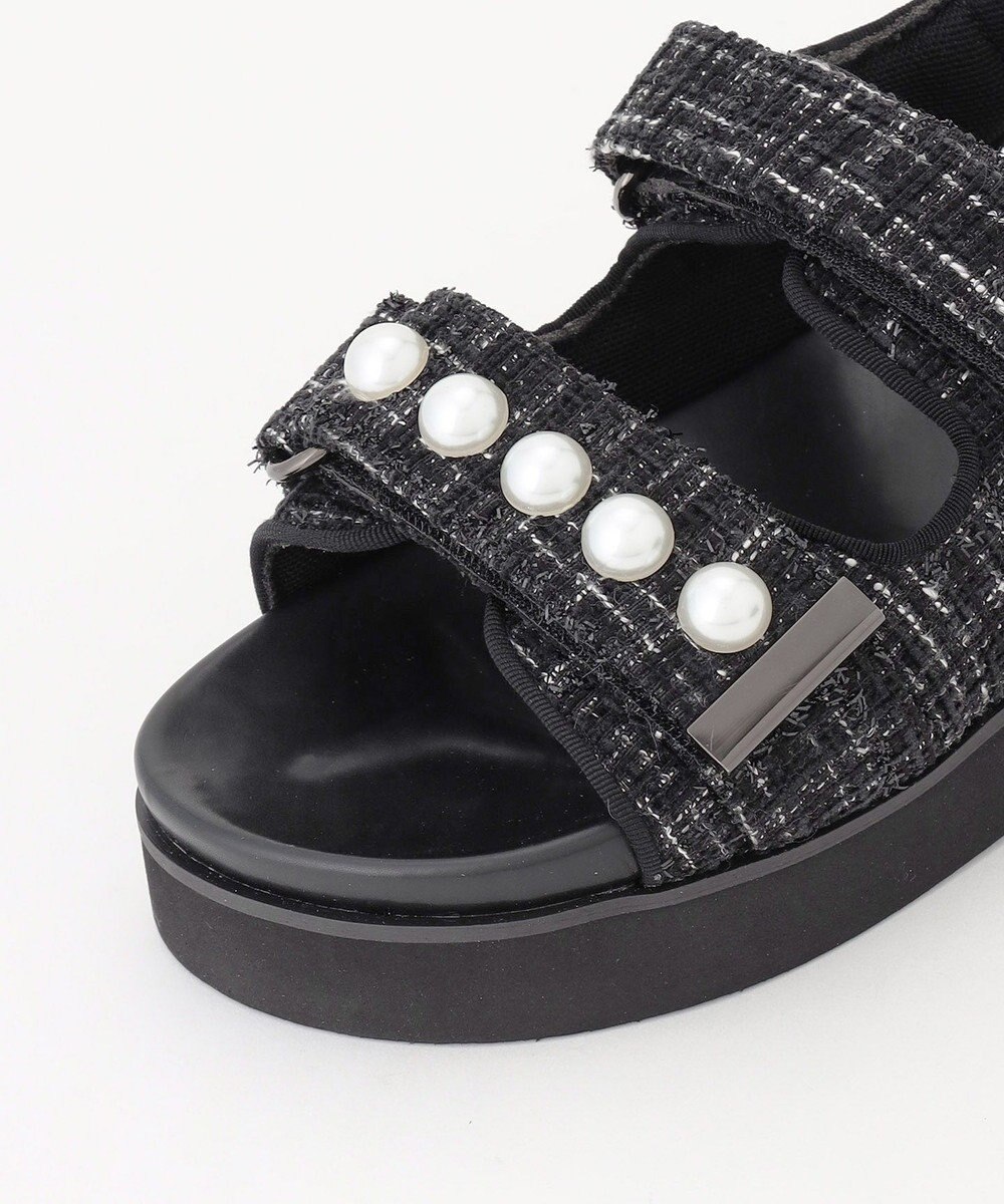 Feroux パールポイントツイード／キルティング サンダル 