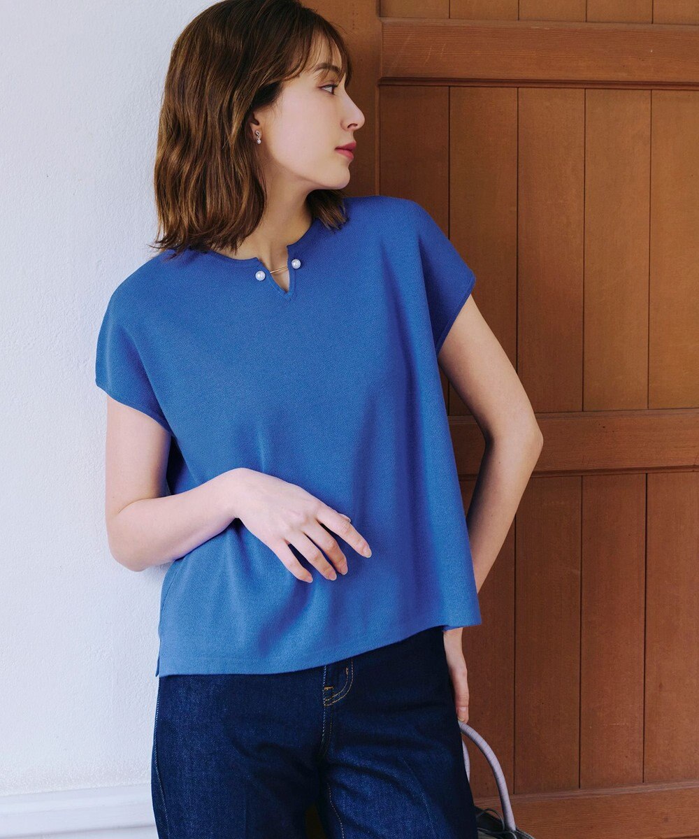 Tiaclasse 【小倉優子さん着用・洗える】フレンチスリーブニットトップス 