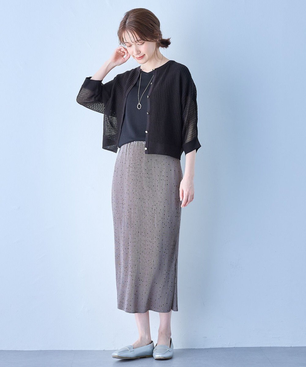 ANY L 【ウエストゴム】プリーツアイラインスカート 