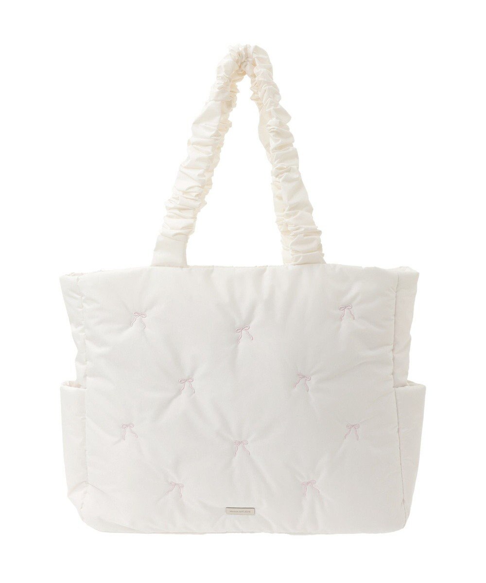Maison de FLEUR リボン刺繍パファートートバッグ 