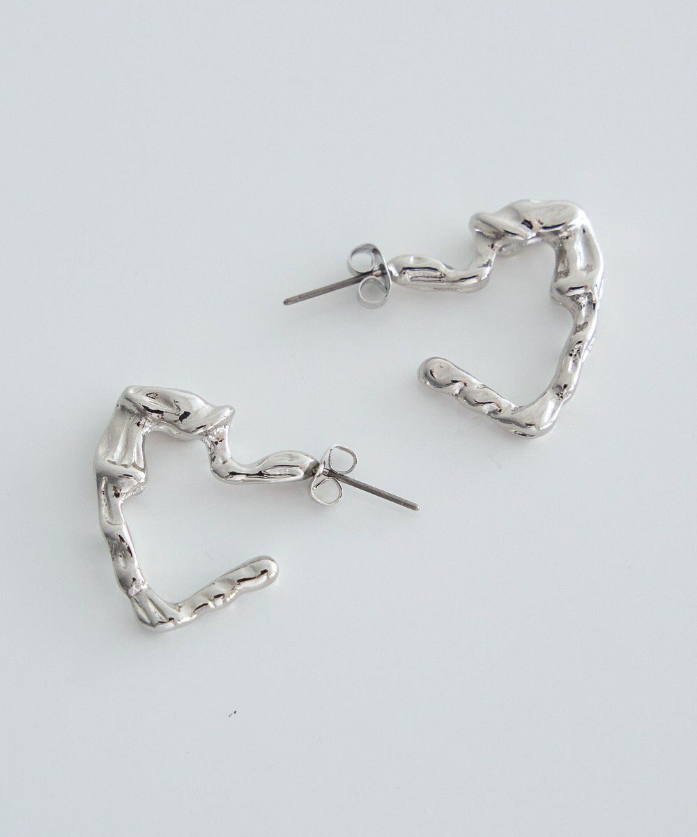 earth music&ecology メタリックハートフープピアス 