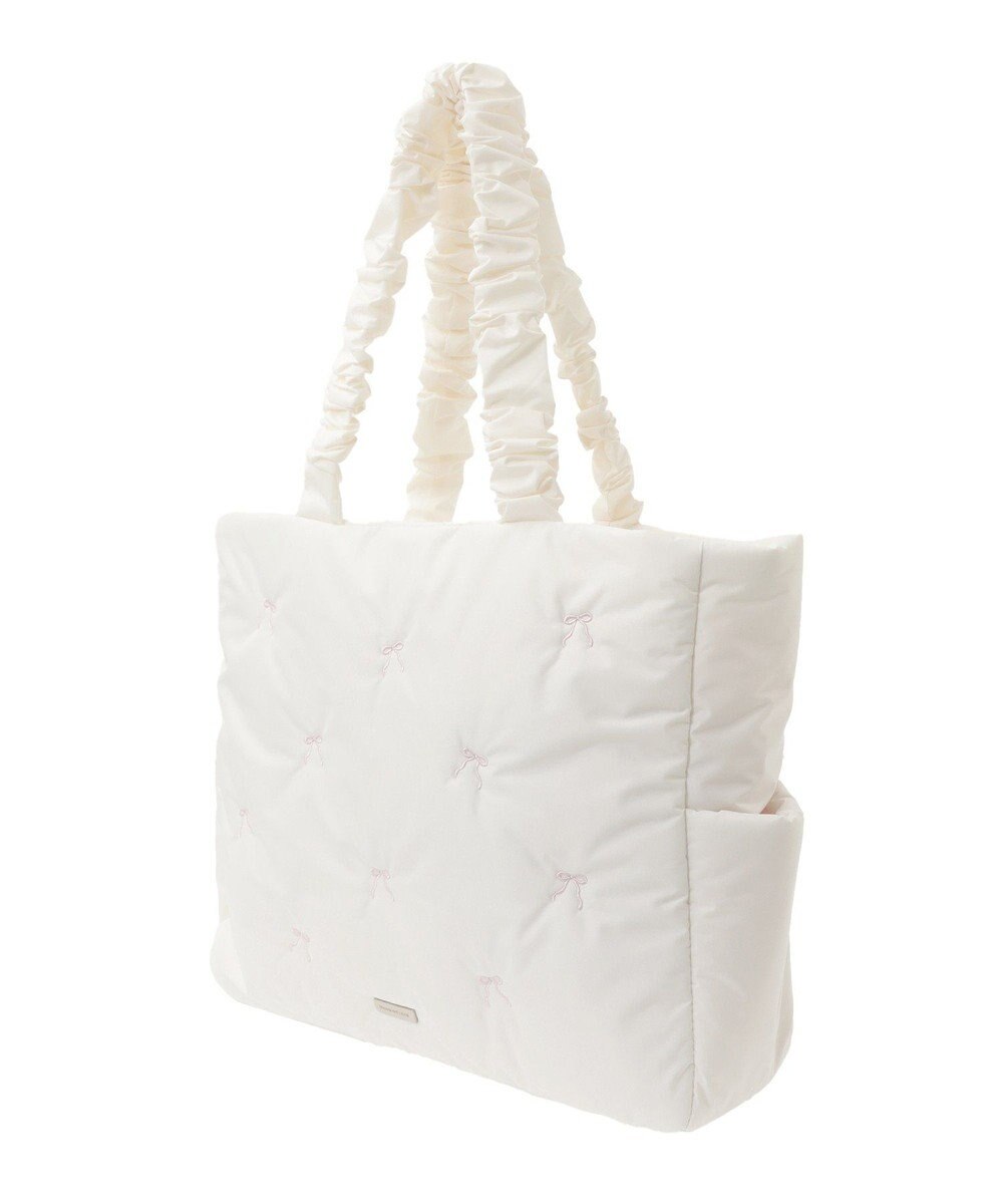 Maison de FLEUR リボン刺繍パファートートバッグ 