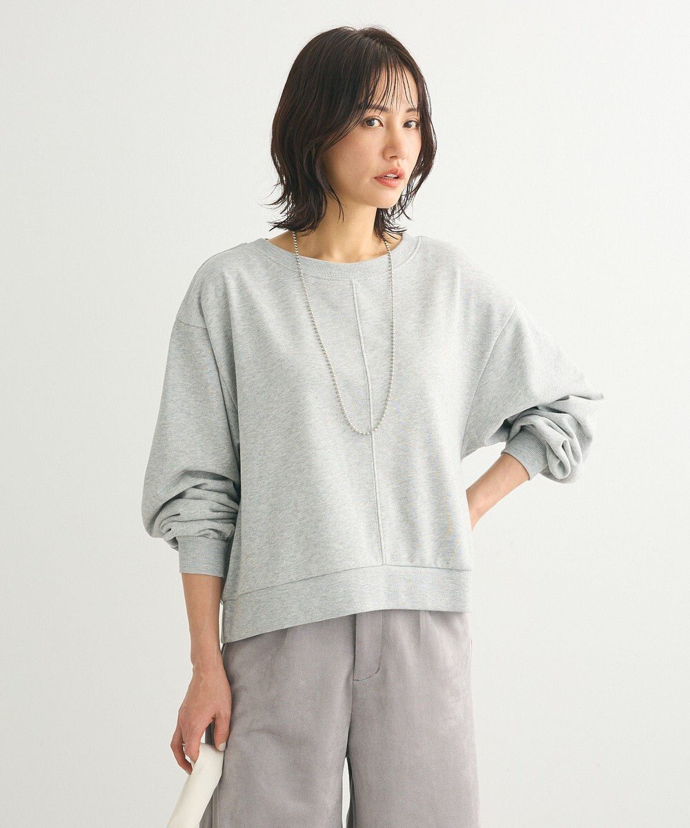 Green Parks ショート丈ラメ裏毛ボートネックプルオーバー 