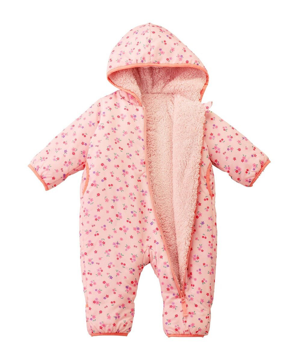 MIKI HOUSE HOT BISCUITS 【70-100cm】 裏ボアフリース 総柄ジャンプスーツ 