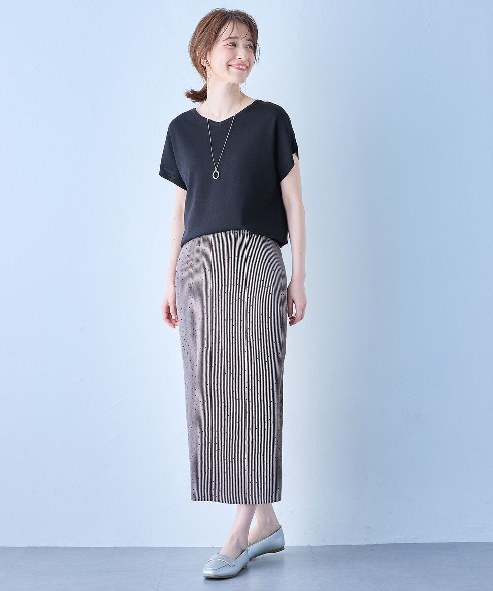 ANY L 【ウエストゴム】プリーツアイラインスカート 