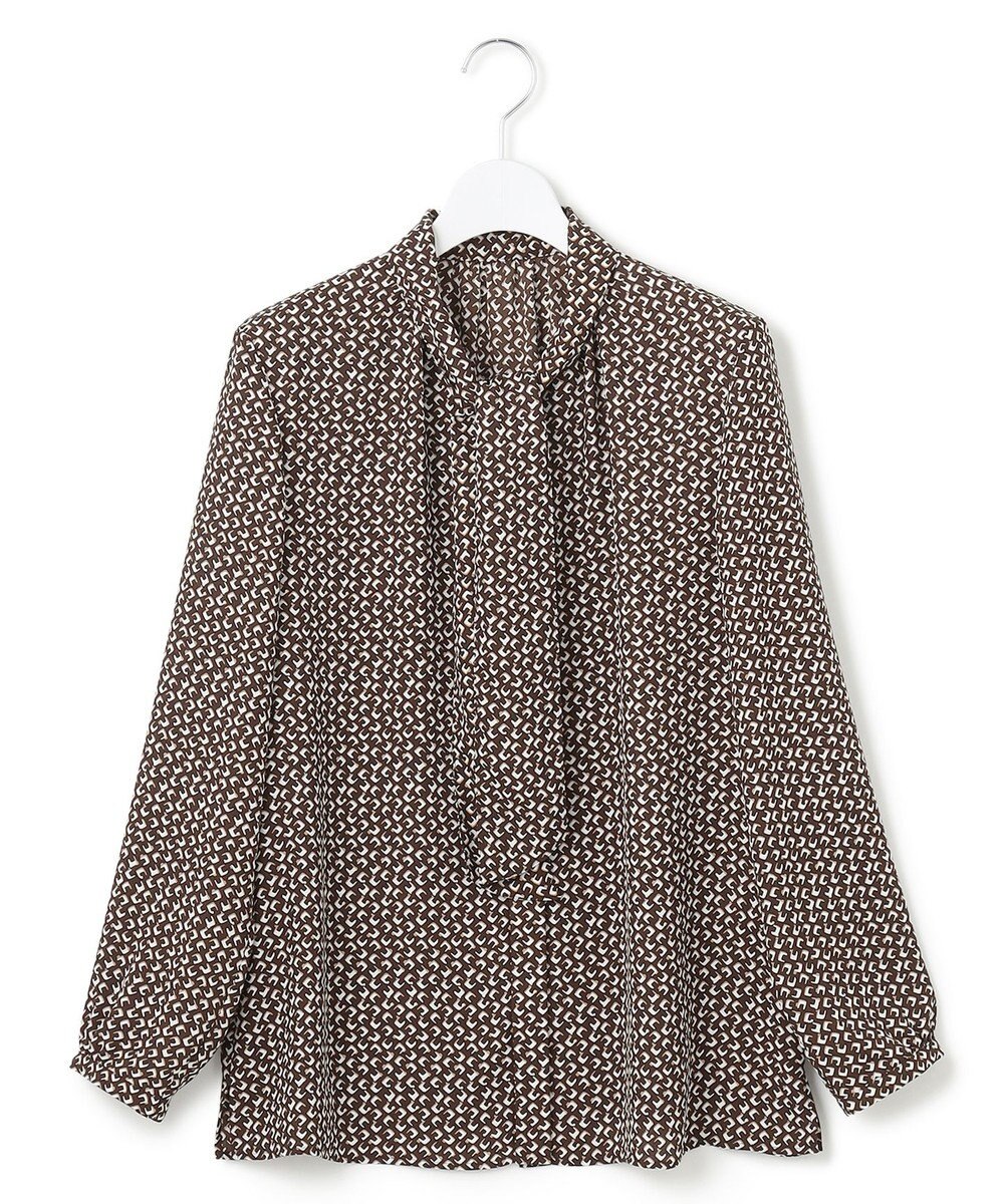 23区 L 【洗える】モダンジオメトリックプリント ブラウス 