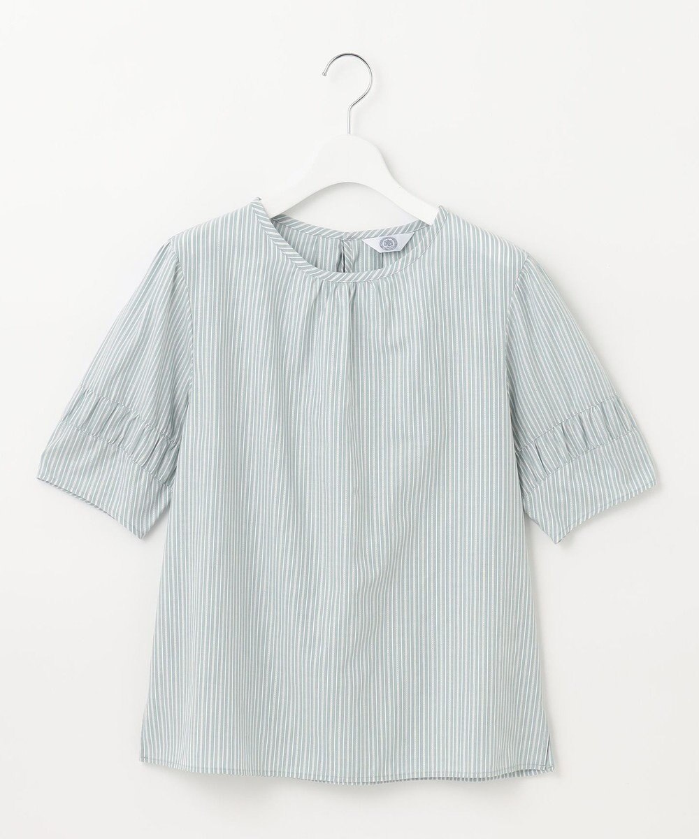 J.PRESS LADIES 【洗える】BEZ空羽ストライプ クルーネック ブラウス 