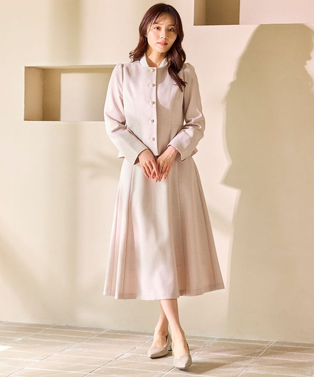 Feroux 【先行予約】パール釦ペプラムジャケット×スカート セットアップ 