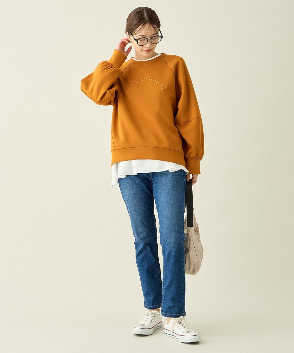 ANY L ロゴ刺繍ダンボールトレーナー 