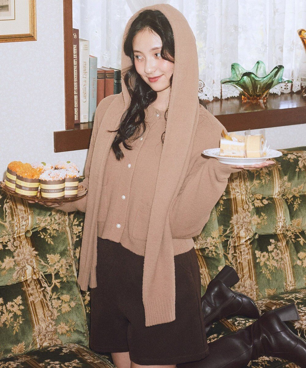 earth music&ecology 【イージーケア】パウダーシャギーフーディーマフラー 