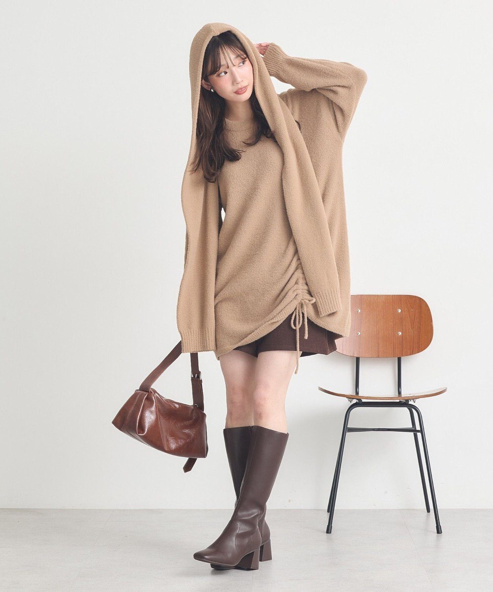 earth music&ecology 【イージーケア】パウダーシャギーフーディーマフラー 