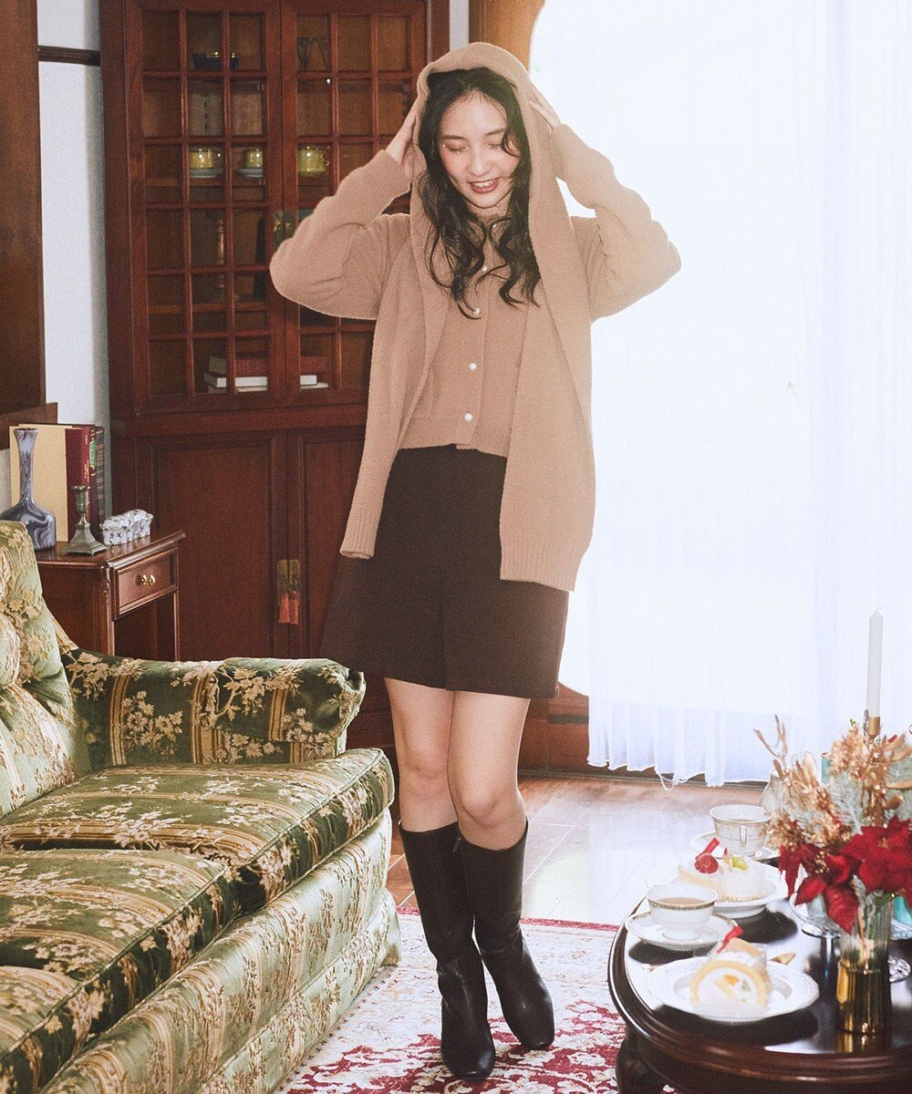 earth music&ecology 【イージーケア】パウダーシャギーフーディーマフラー 