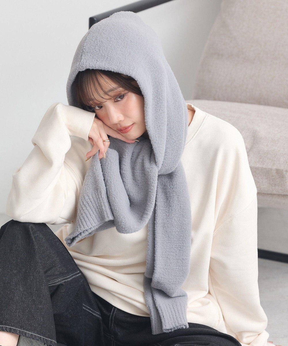 earth music&ecology 【イージーケア】パウダーシャギーフーディーマフラー 