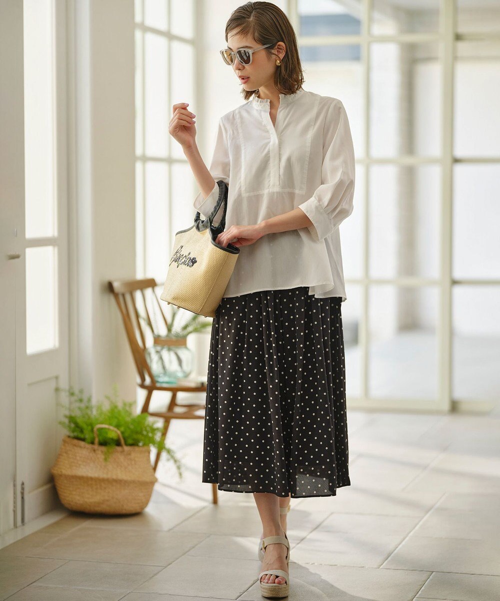 組曲 L 【WEB限定】ドットプリントデシン フリルパンツ 