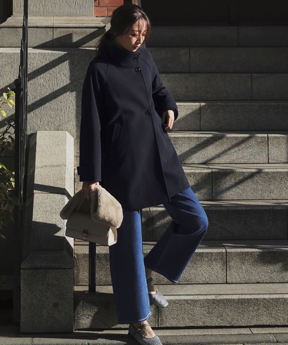 ANY SIS S ウールライクスタンドカラー ミドルコート 