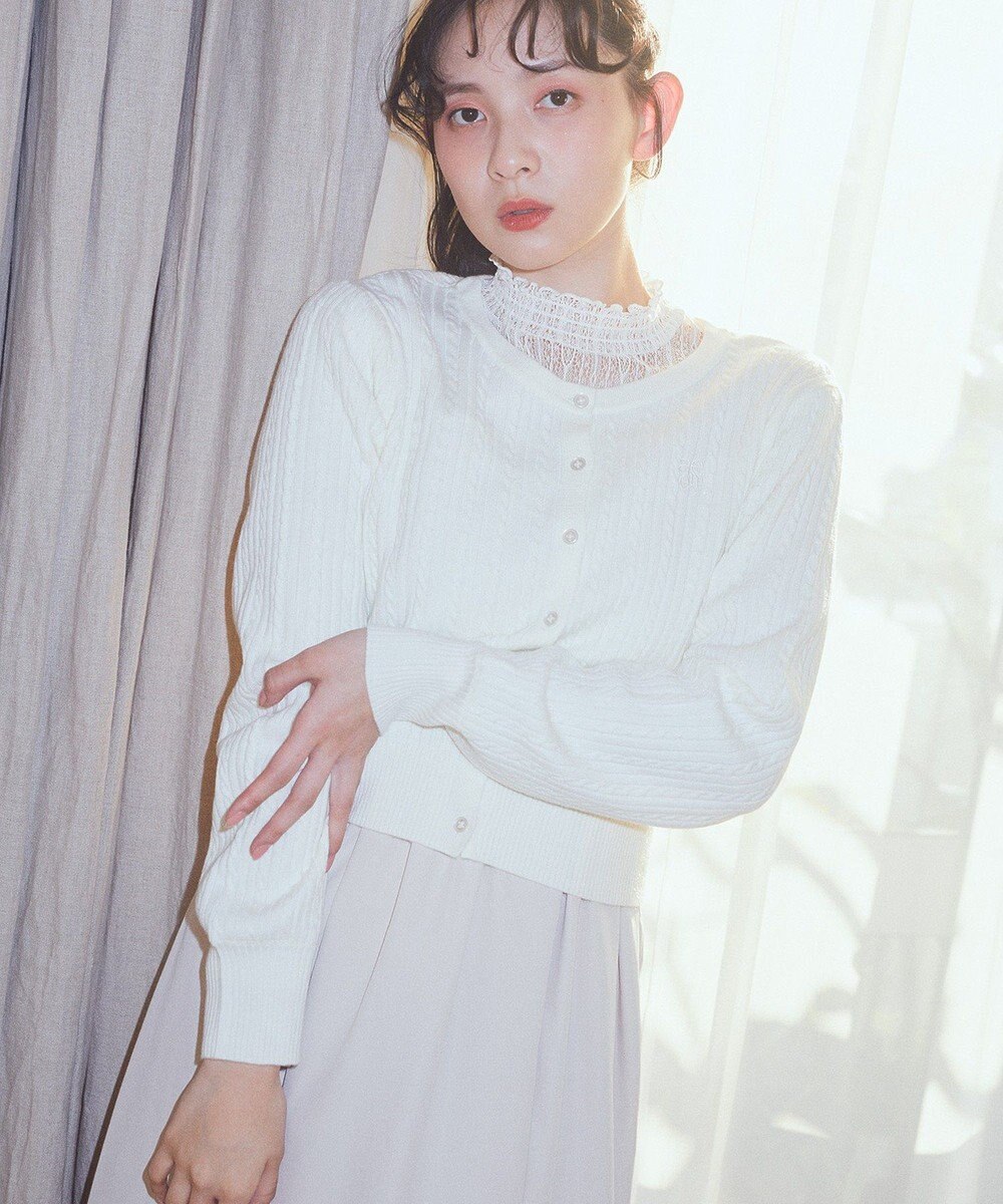 earth music&ecology ミニケーブルコンパクトカーディガン 