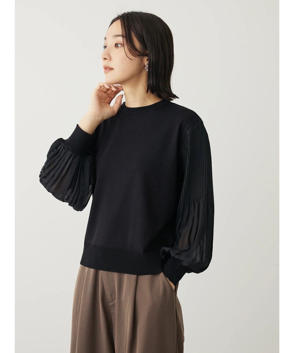 Green Parks プリーツ袖ニットプルオーバー 