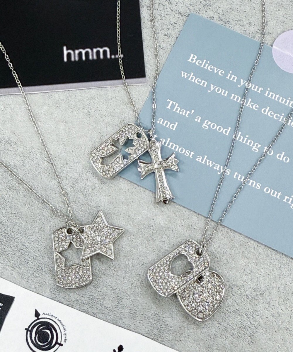 WEGO Lラインストーンダイカットネックレス 