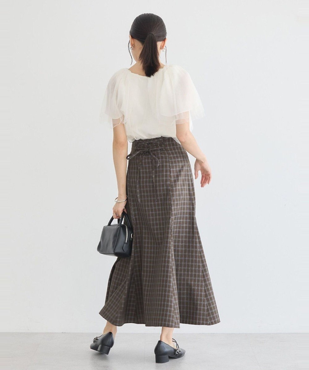 earth music&ecology 裾フレアチェックスカート 