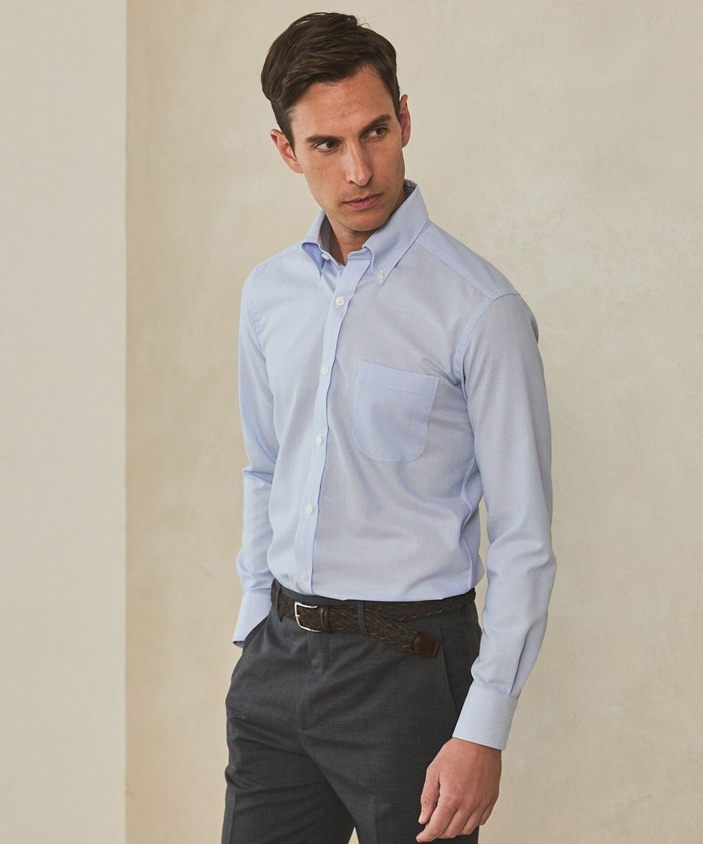 GOTAIRIKU 春夏向け【形態安定】SUMMERPREMIUMPLEATS_ボタンダウンカラー 長袖ドレスシャツ(25/26年モデル) 