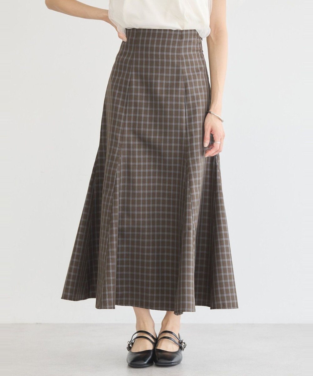earth music&ecology 裾フレアチェックスカート 