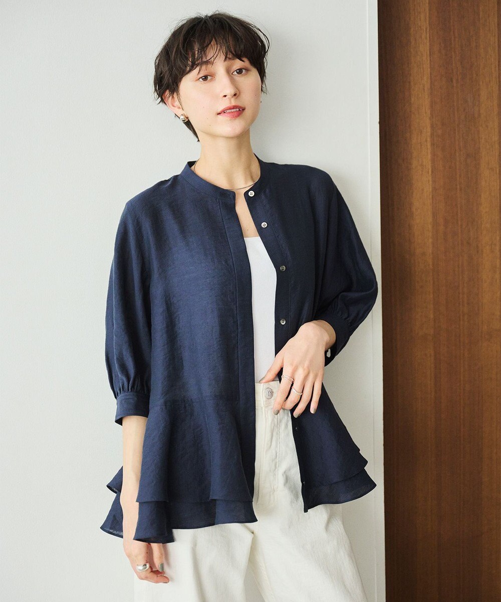 #Newans 【洗える】ダブルフリルヘムシアーシャツ 