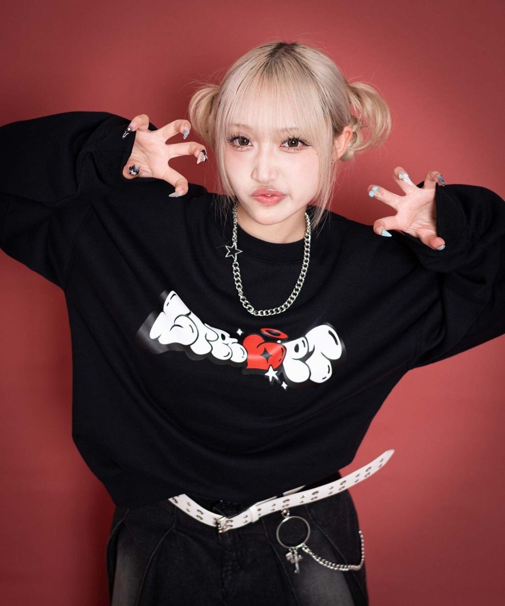 WEGO 【ユニセックス着用ITEM/MLサイズ展開】ハートモチーフプルオーバー 