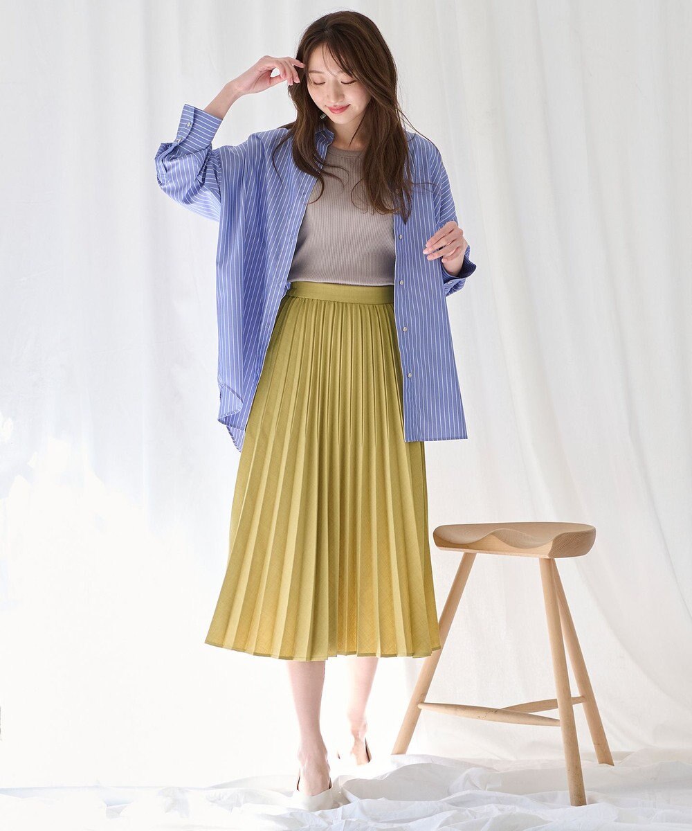 ANY 【ウエストゴム】リネンライクエアーヴィンテージ プリーツスカート 