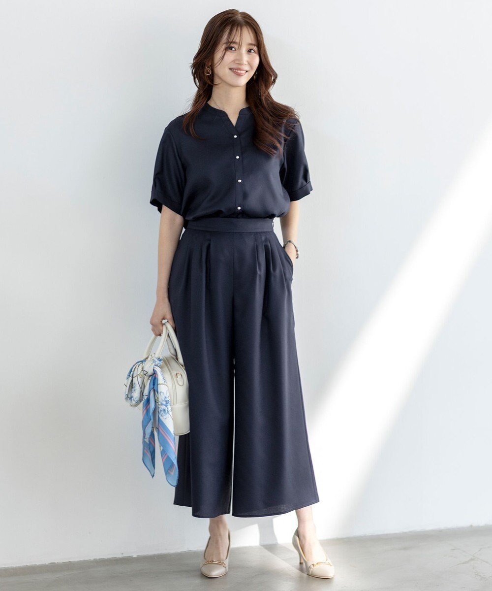 ANY SIS 【接触冷感・UVカット・速乾】スムージーポリエステル 2WAY ブラウス 