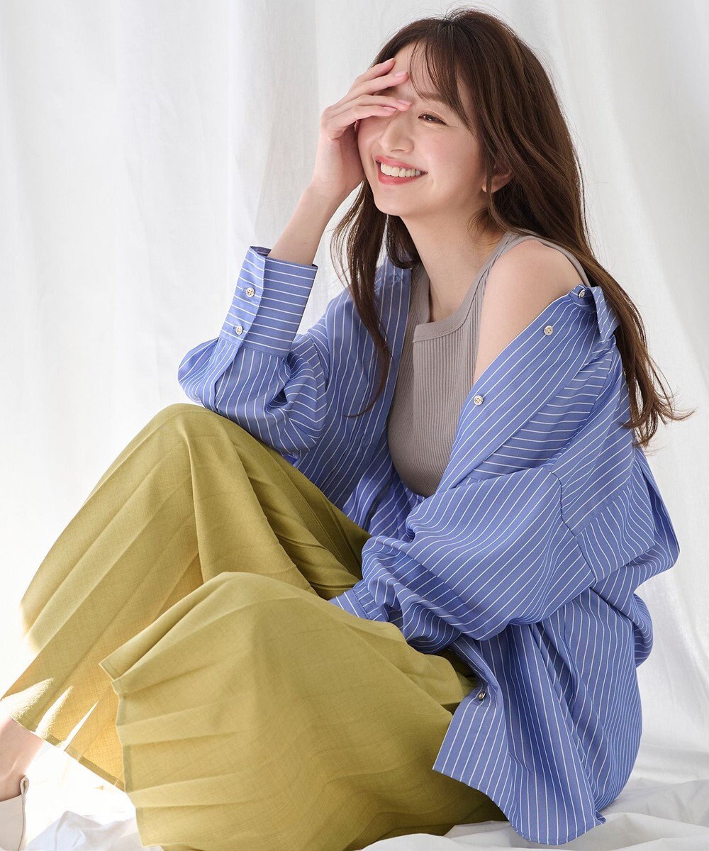 ANY 【ウエストゴム】リネンライクエアーヴィンテージ プリーツスカート 