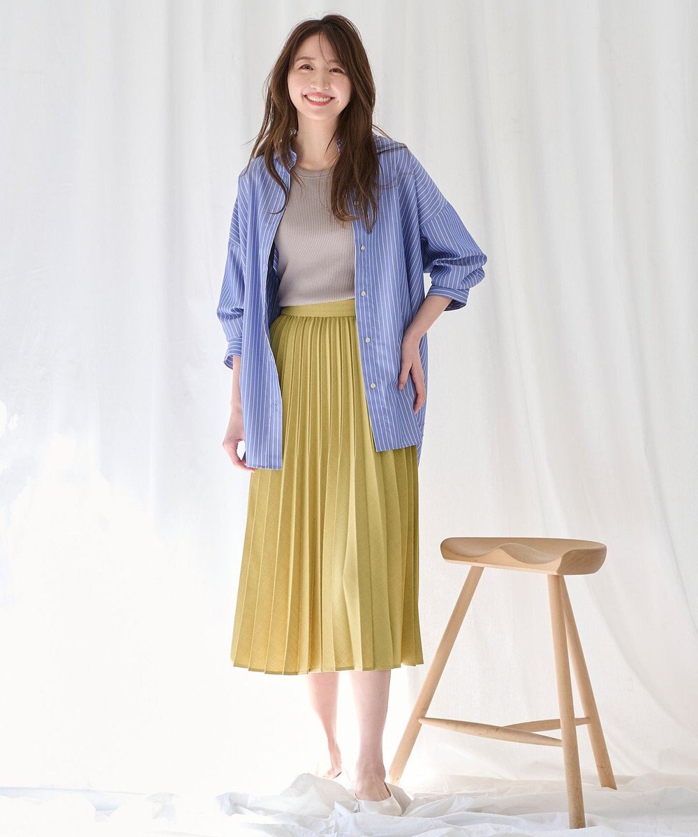 ANY 【ウエストゴム】リネンライクエアーヴィンテージ プリーツスカート 