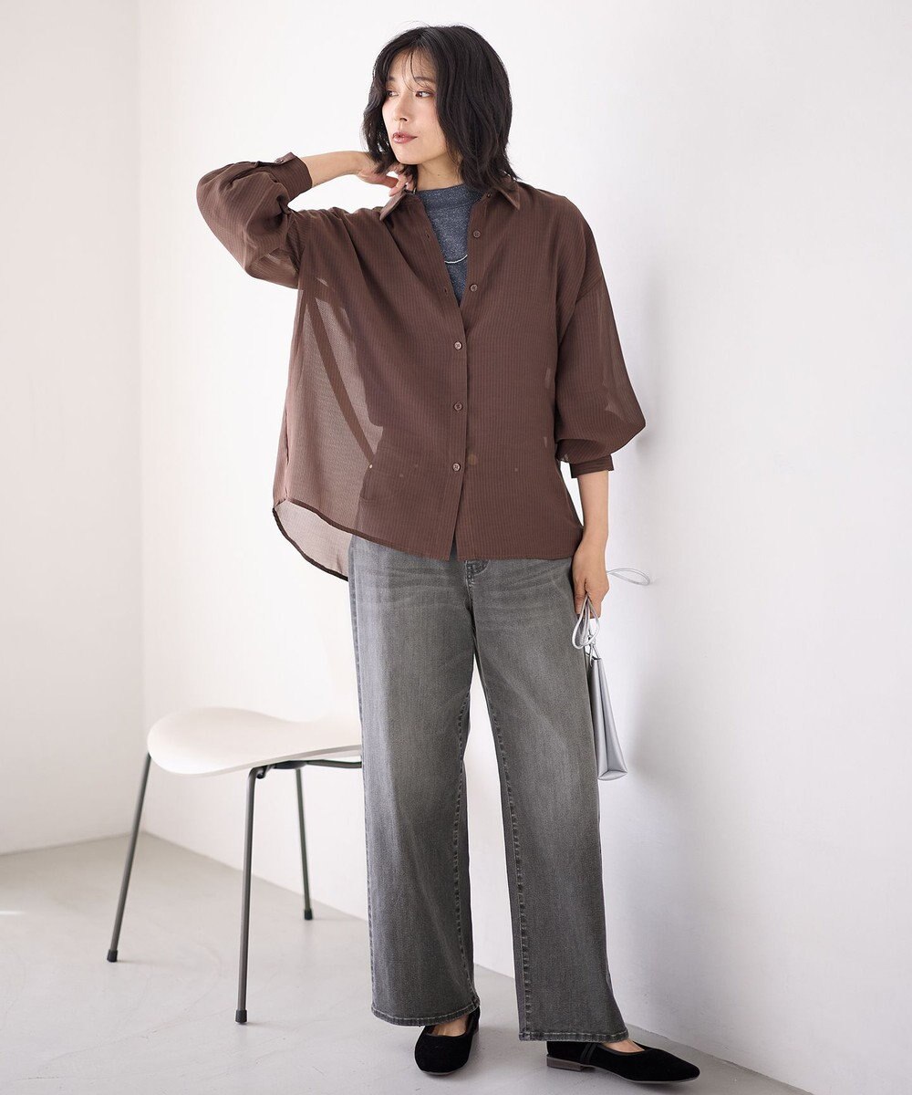 ANY L 【洗濯機可】シアーシャツ 