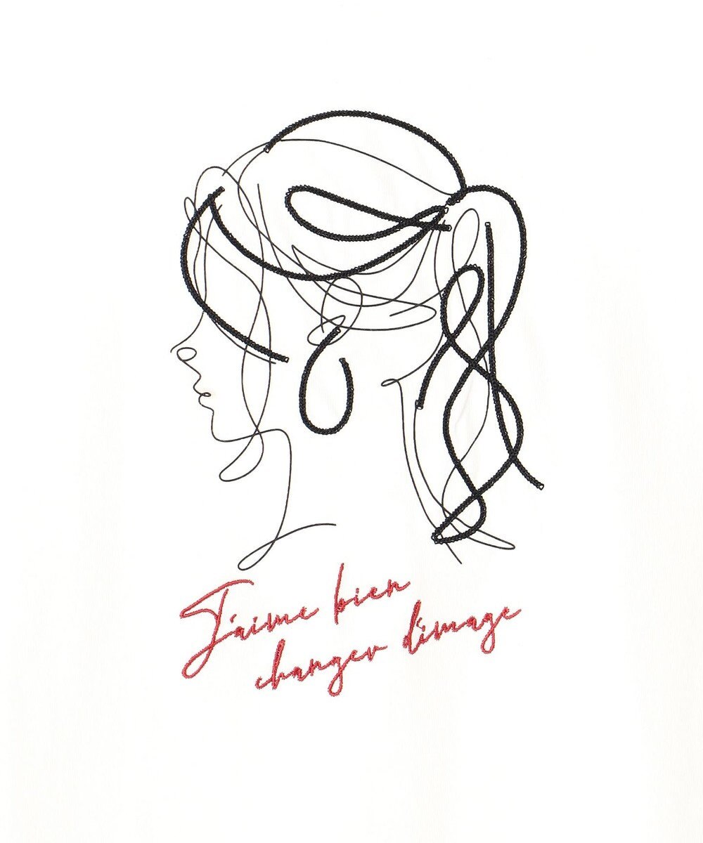 ANY SIS L 線画×刺繍ロゴ Tシャツ 