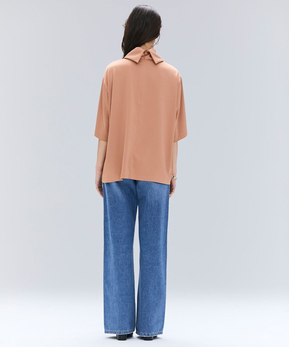 BEIGE， 【洗える・Precious 11月号掲載】LLOYD / ハンマーサテンロールカラー半袖ブラウス 