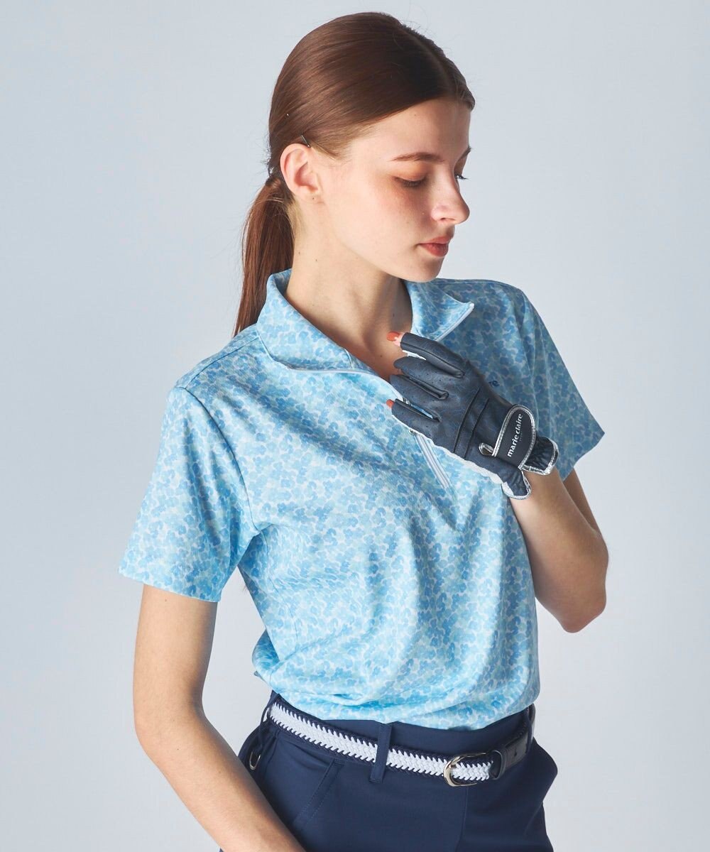 FILA GOLF／marie claire 【marie claire SPORT】小花柄ハーフジップ半袖シャツ 