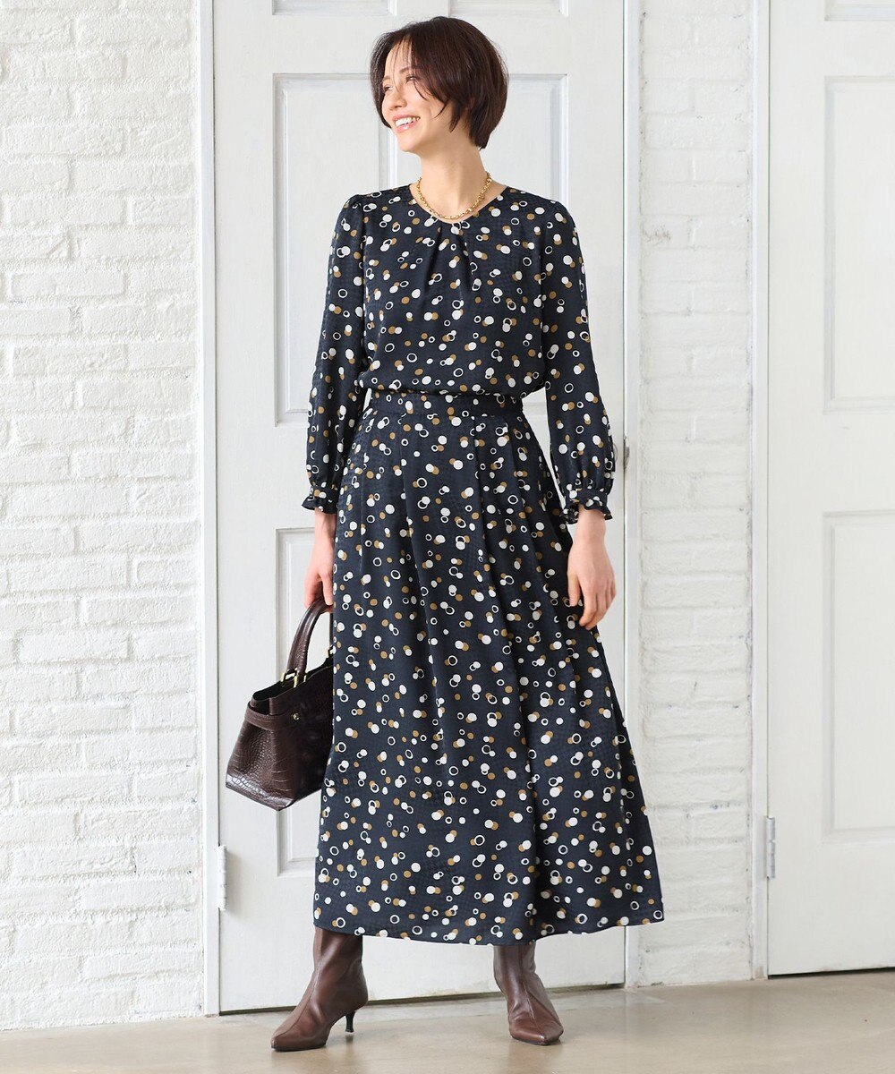 自由区 【セットアップ対応・洗える】ドットプリント スカート 