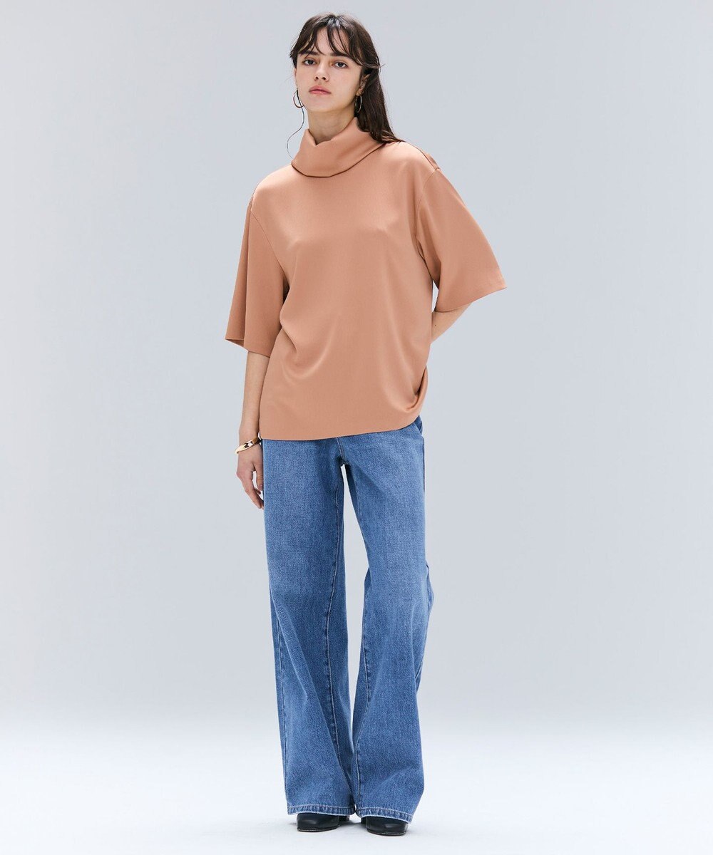 BEIGE， 【洗える・Precious 11月号掲載】LLOYD / ハンマーサテンロールカラー半袖ブラウス 