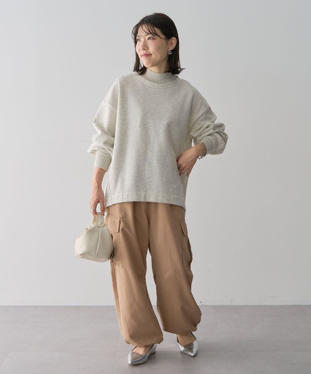 Green Parks 配色リブニットドッキング裏起毛プルオーバ 